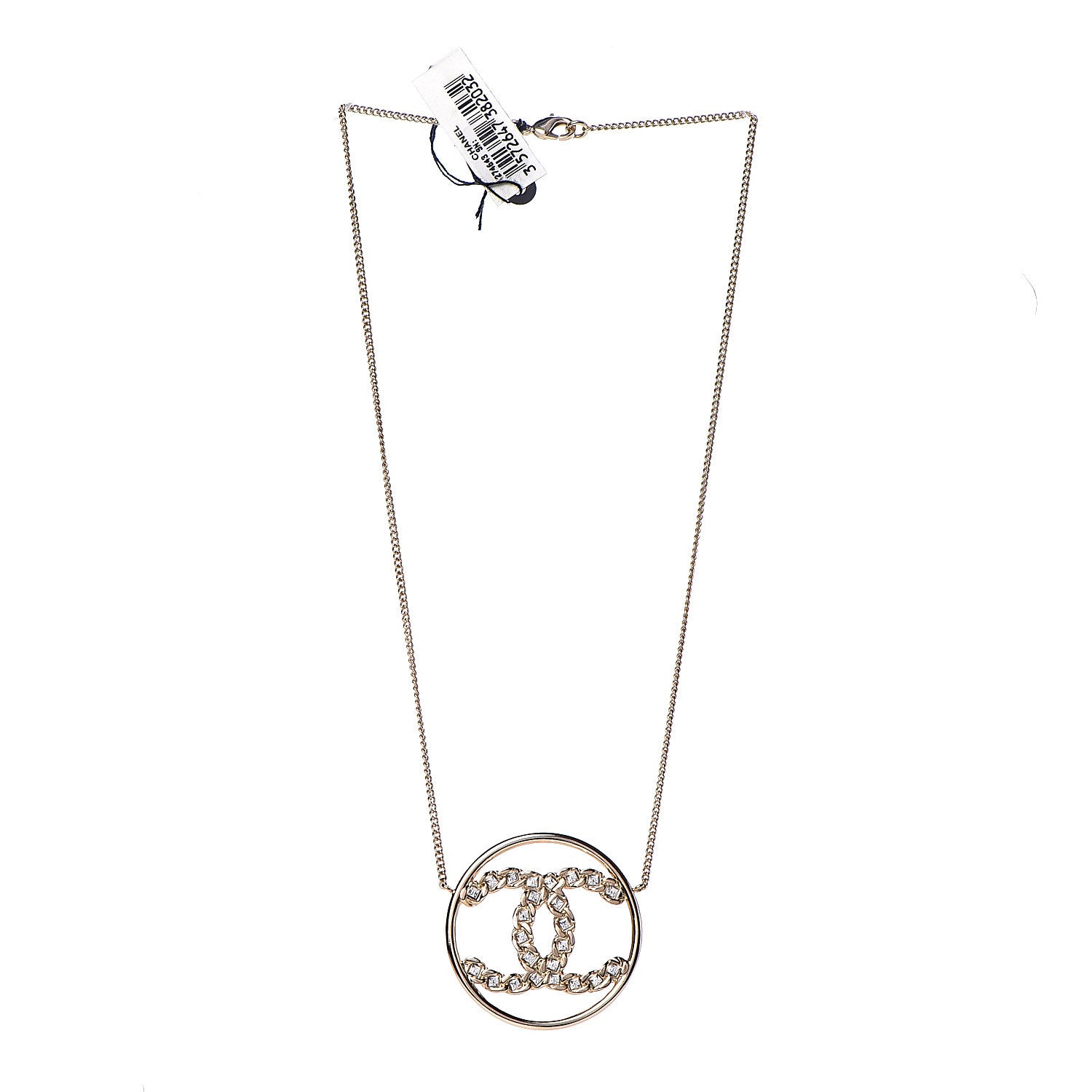 Chanel Baguette Crystal High Society CC Pendant Necklace Gold 3 of 5