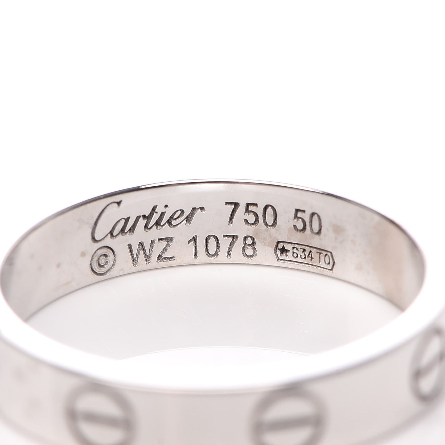 18K White Gold 3.5mm LOVE Wedding Band Ring 50 5.25