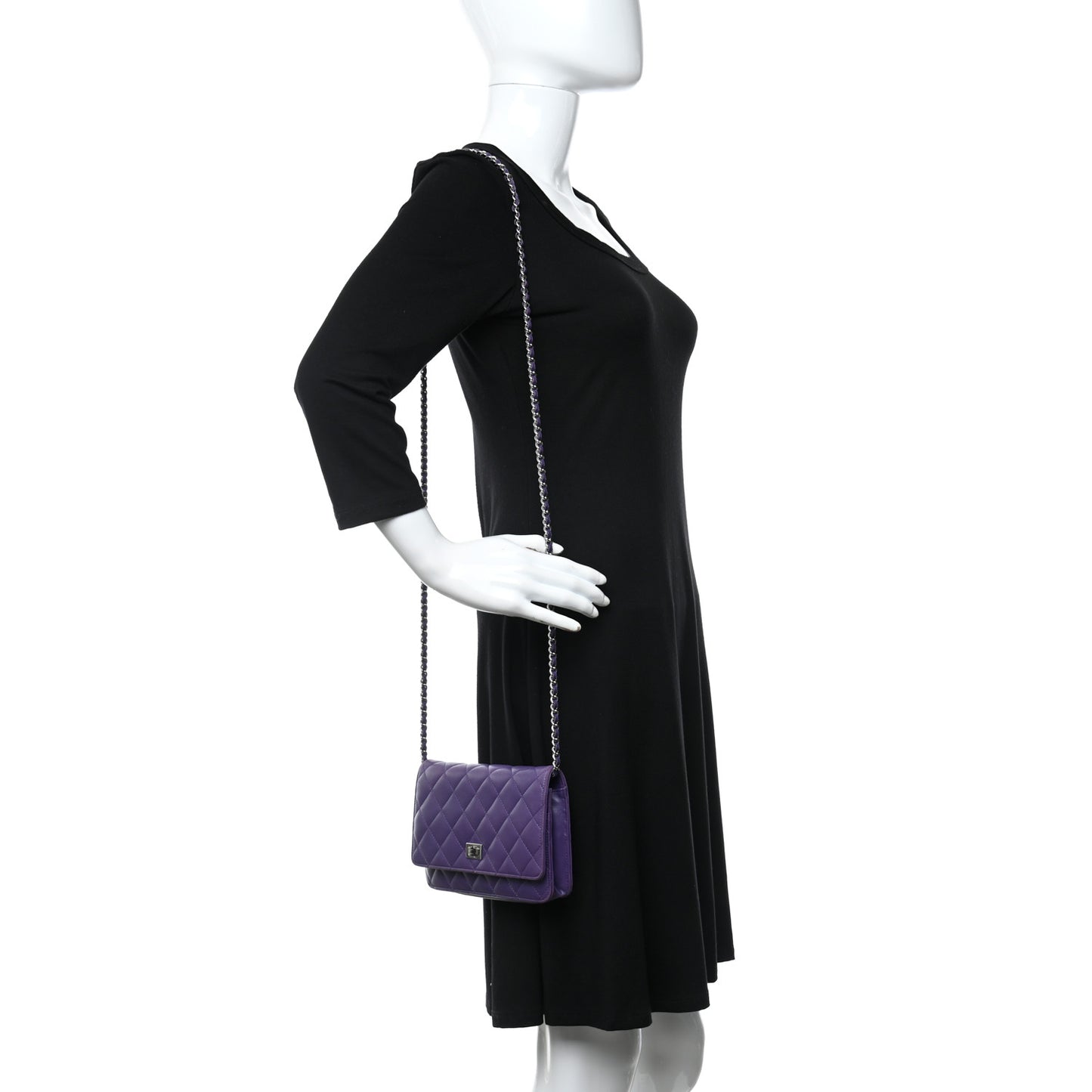 Lambskin Quilted Reissue Wallet On Chain WOC Purple