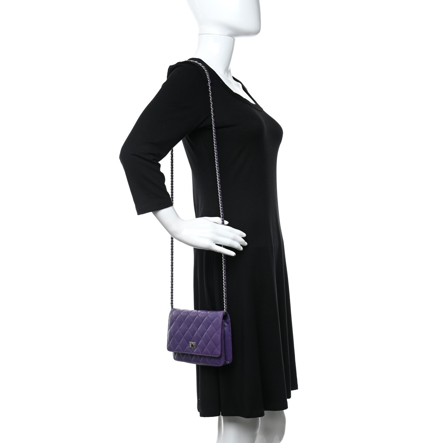 Chanel Lambskin Quilted Reissue Wallet On Chain WOC Purple 2 of 16