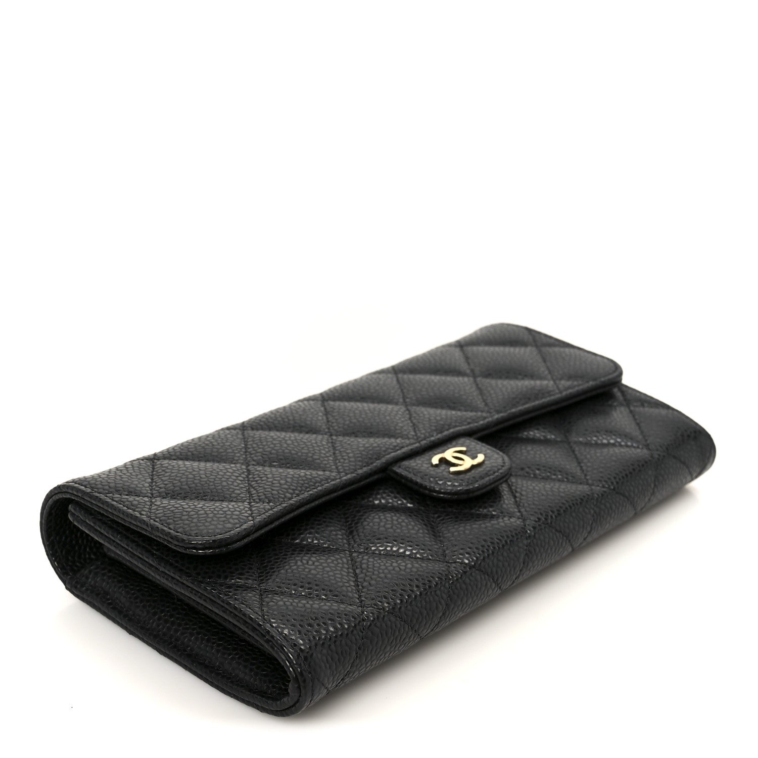 Chanel Caviar Quilted Large Gusset Flap Wallet Black 4 of 10