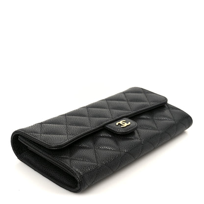 Chanel Caviar Quilted Large Gusset Flap Wallet Black 4 of 10