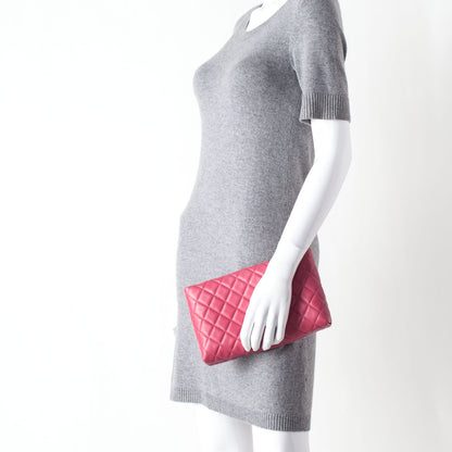 Chanel Lambskin Quilted Clutch Pink 2 of 10