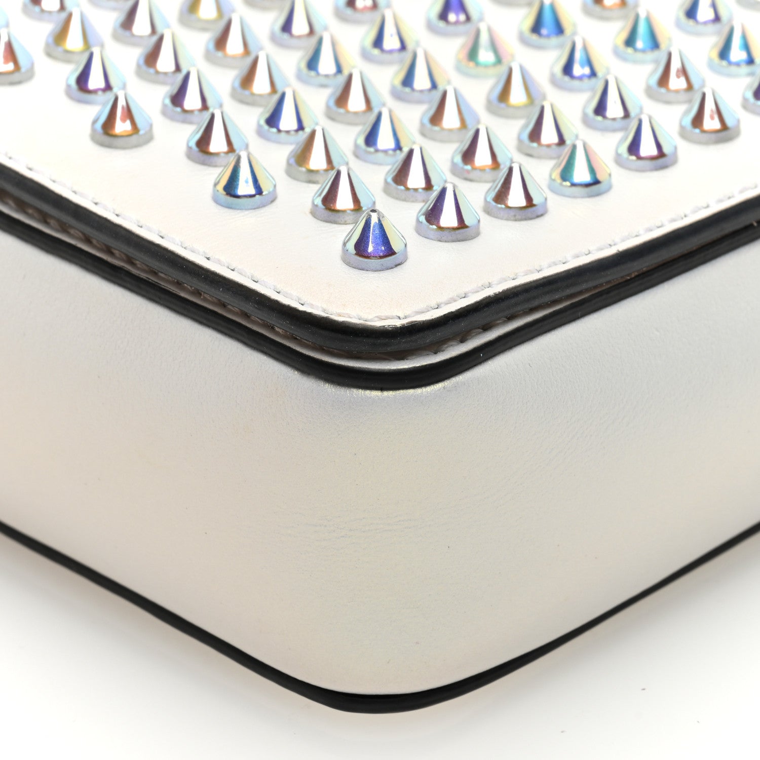Christian Louboutin Metallic Calfskin Spiked Zoompouch Crossbody Snow Silver 9 of 9