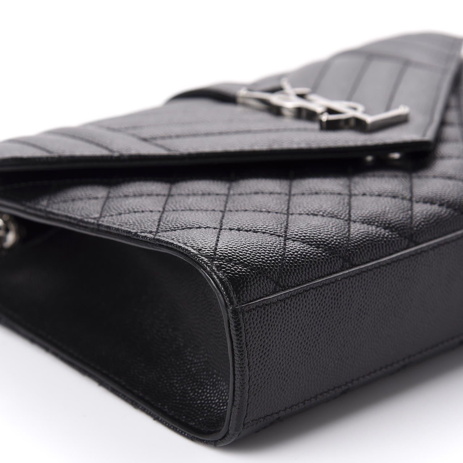 Saint Laurent Grain De Poudre Textured Mixed Matelasse Triquilt Medium Monogram Satchel Black 9 of 11