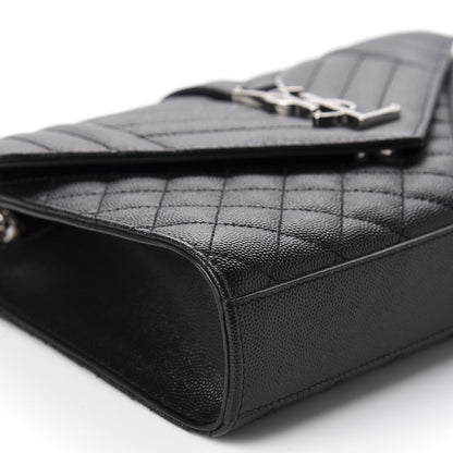 Saint Laurent Grain De Poudre Textured Mixed Matelasse Triquilt Medium Monogram Satchel Black 9 of 11