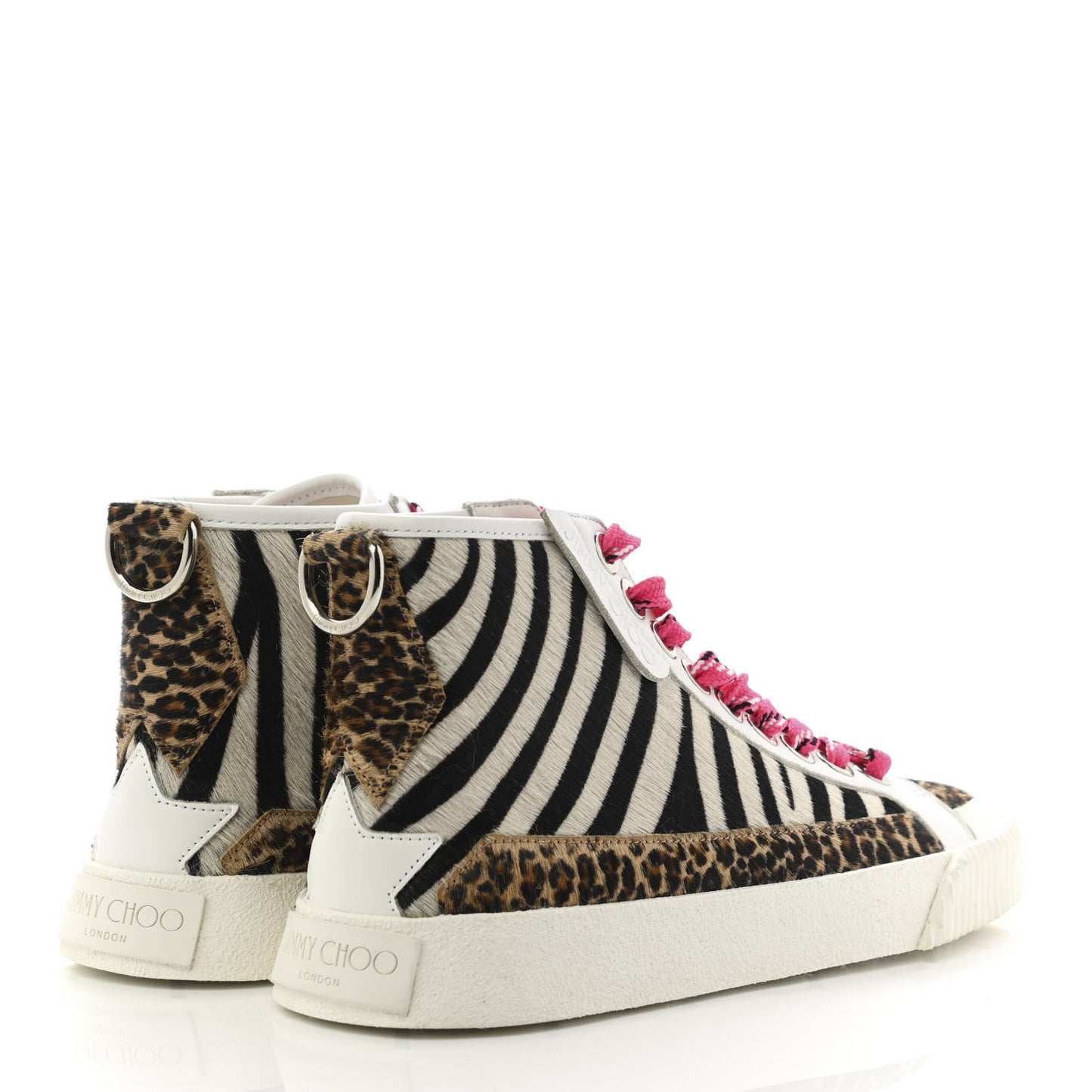 Pony Hair Zebra Print Micro Leopard Print Impala High Top Sneakers 37 Black White Sugar