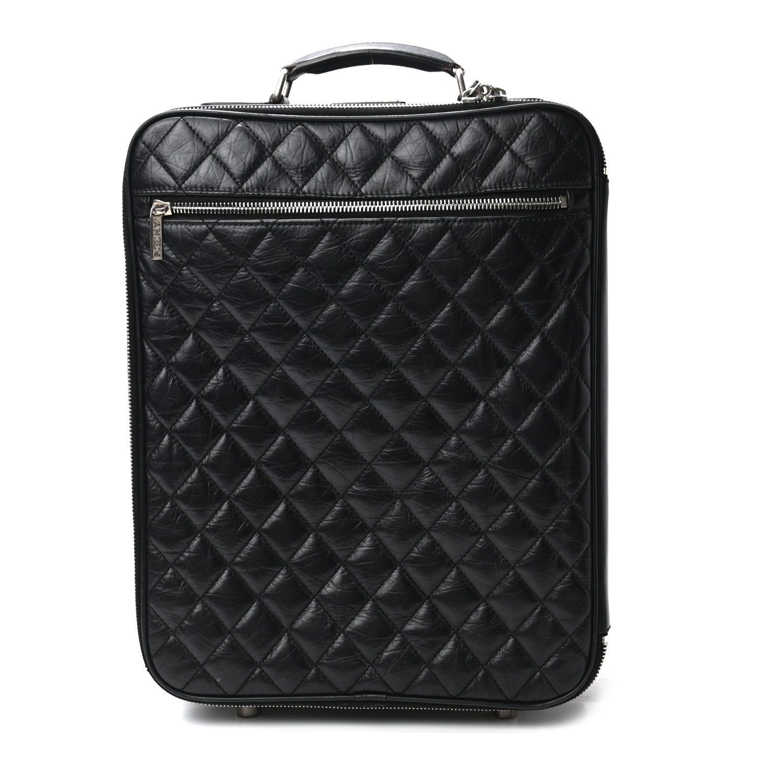 Chanel Aged Calfskin Quilted Trolley Rolling Luggage Black 1 of 13