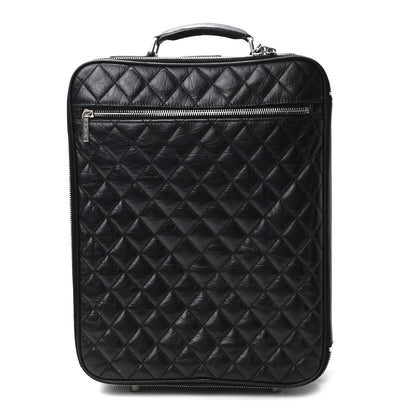 Chanel Aged Calfskin Quilted Trolley Rolling Luggage Black 1 of 13
