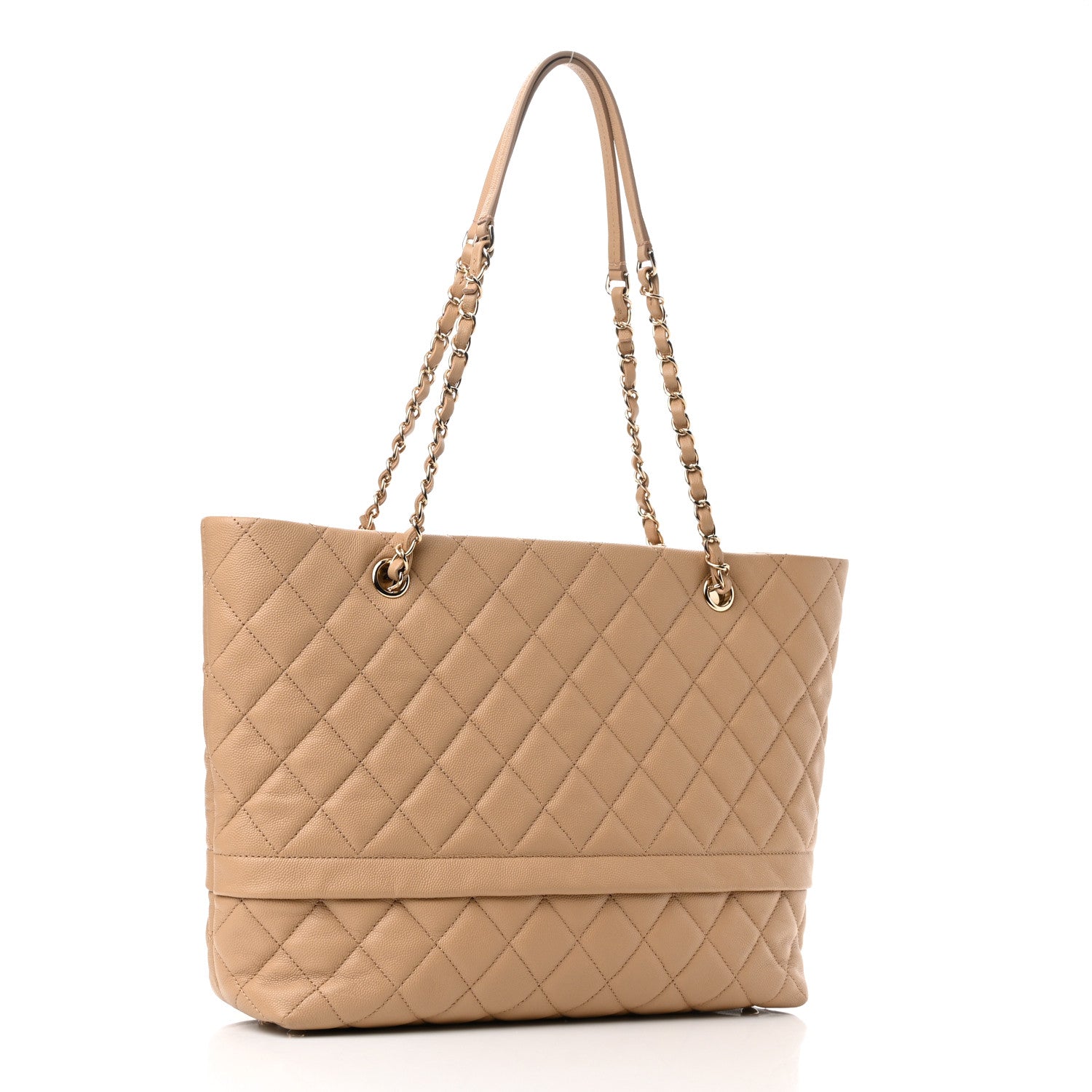 Chanel Caviar Quilted Rolled Up Tote Beige 3 of 11