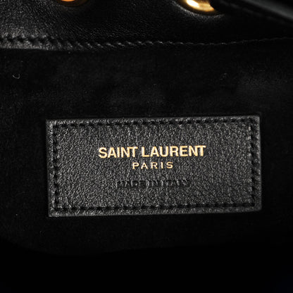 Saint Laurent Calfskin Small Emmanuelle Fringe Bucket Bag Black 6 of 7