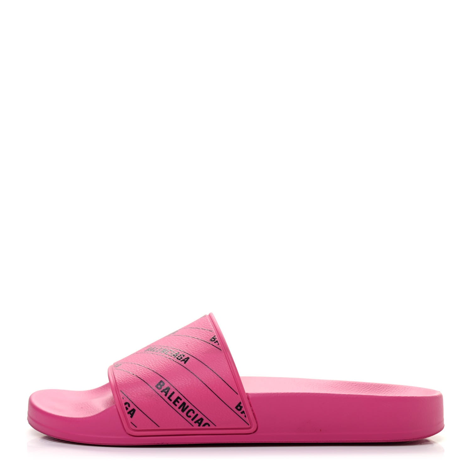 Balenciaga Rubber Allover Logo Womens Pool Slide Sandals 37 Pink Black 1 of 7