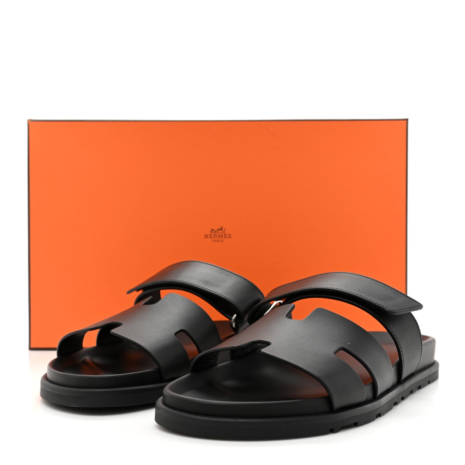 Hermes Calfskin Womens Chypre Sandals 41 Black 9 of 9