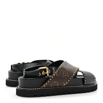 Louis Vuitton Monogram Paseo Flat Comfort Sandals 36 Black 4 of 10