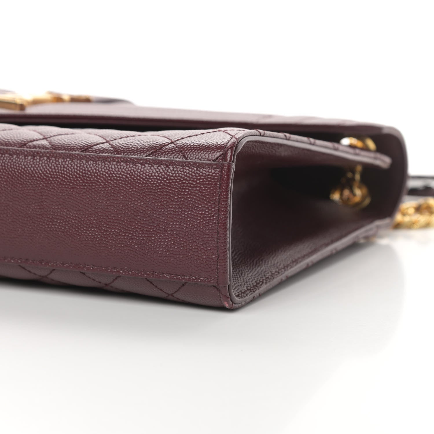 Saint Laurent Grain De Poudre Mixed Matelasse Large Triquilt Monogram Satchel Rouge Legion 10 of 10