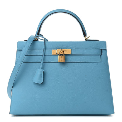 Hermes Epsom Kelly Sellier 32 Bleu Du Nord 1 of 10