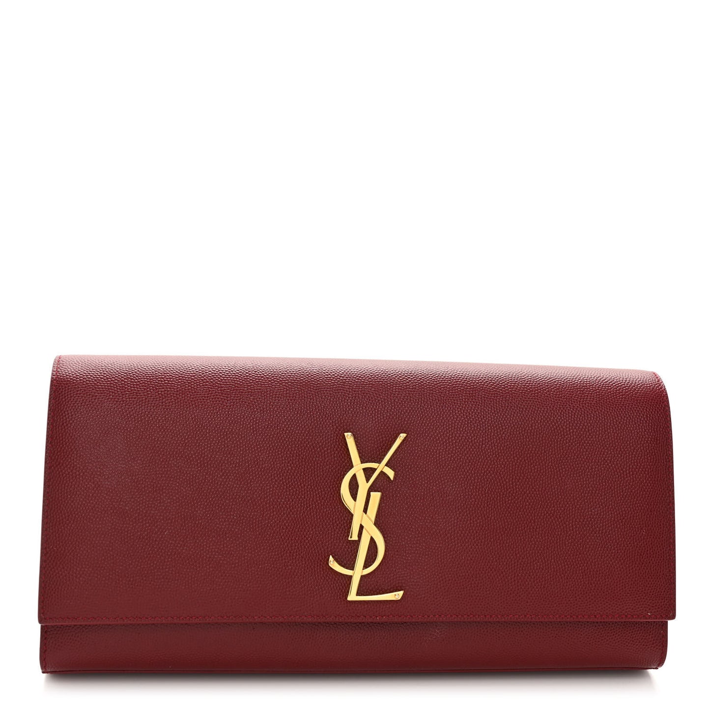 SAINT LAURENT Grain De Poudre Classic Monogram Cassandre Clutch Dark Red