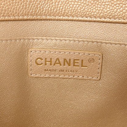 Chanel Metallic Caviar Quilted Clutch With Chain Flap Gold 6 of 12