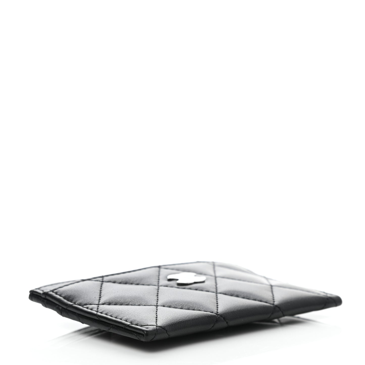 Lambskin Quilted Card Holder Black