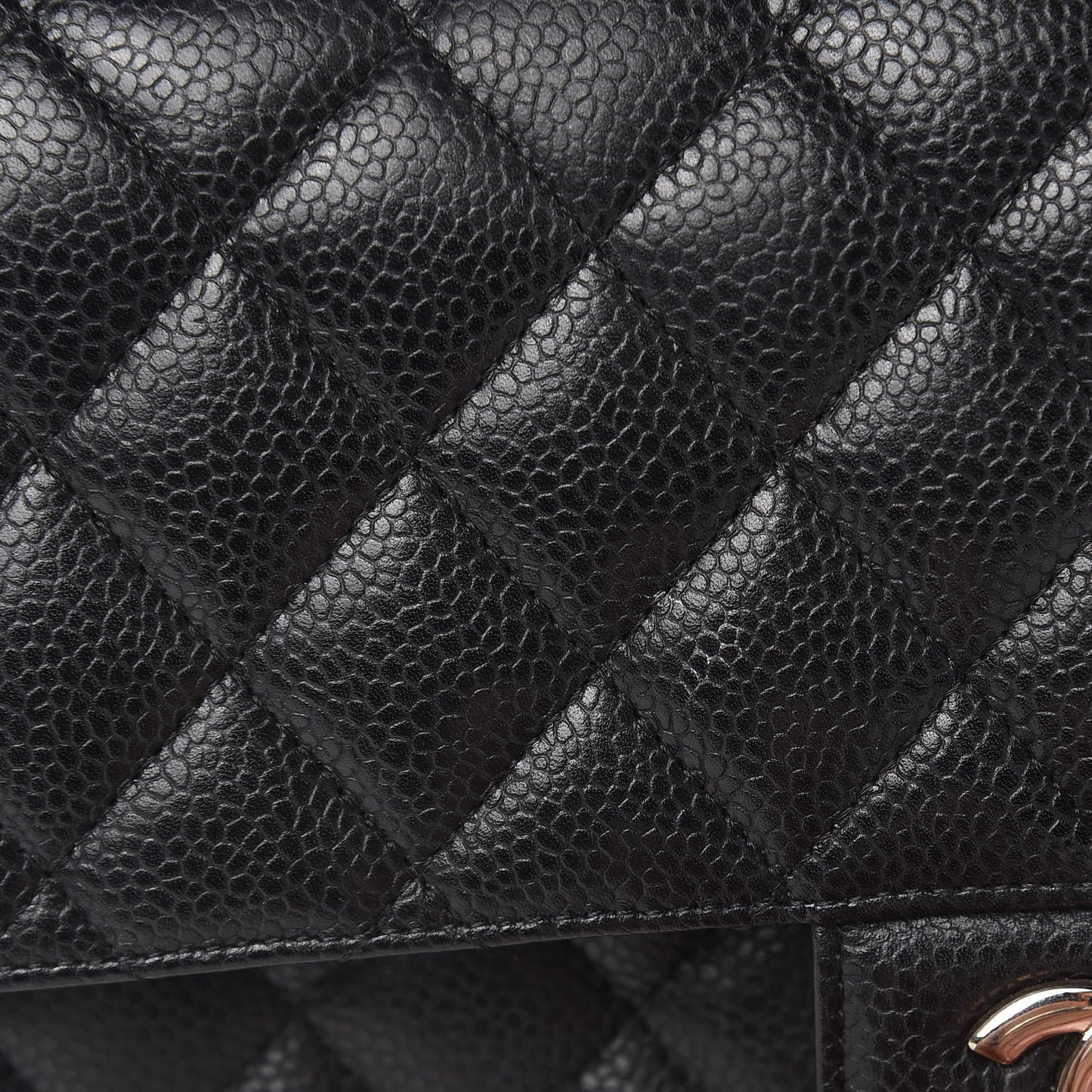 Caviar Quilted Medium Double Flap Black