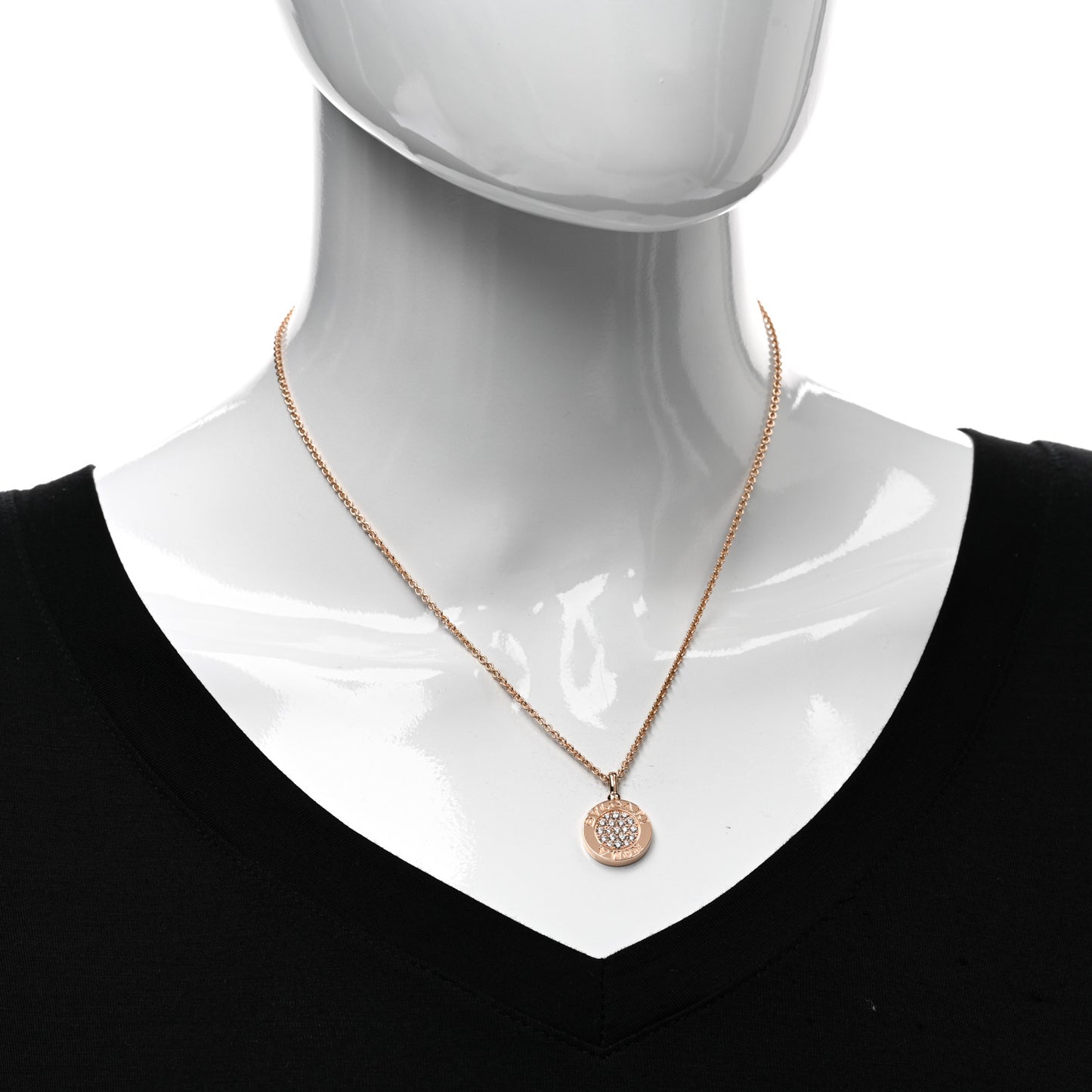 18K Rose Gold Diamond Black Onyx Roma Pendant Necklace
