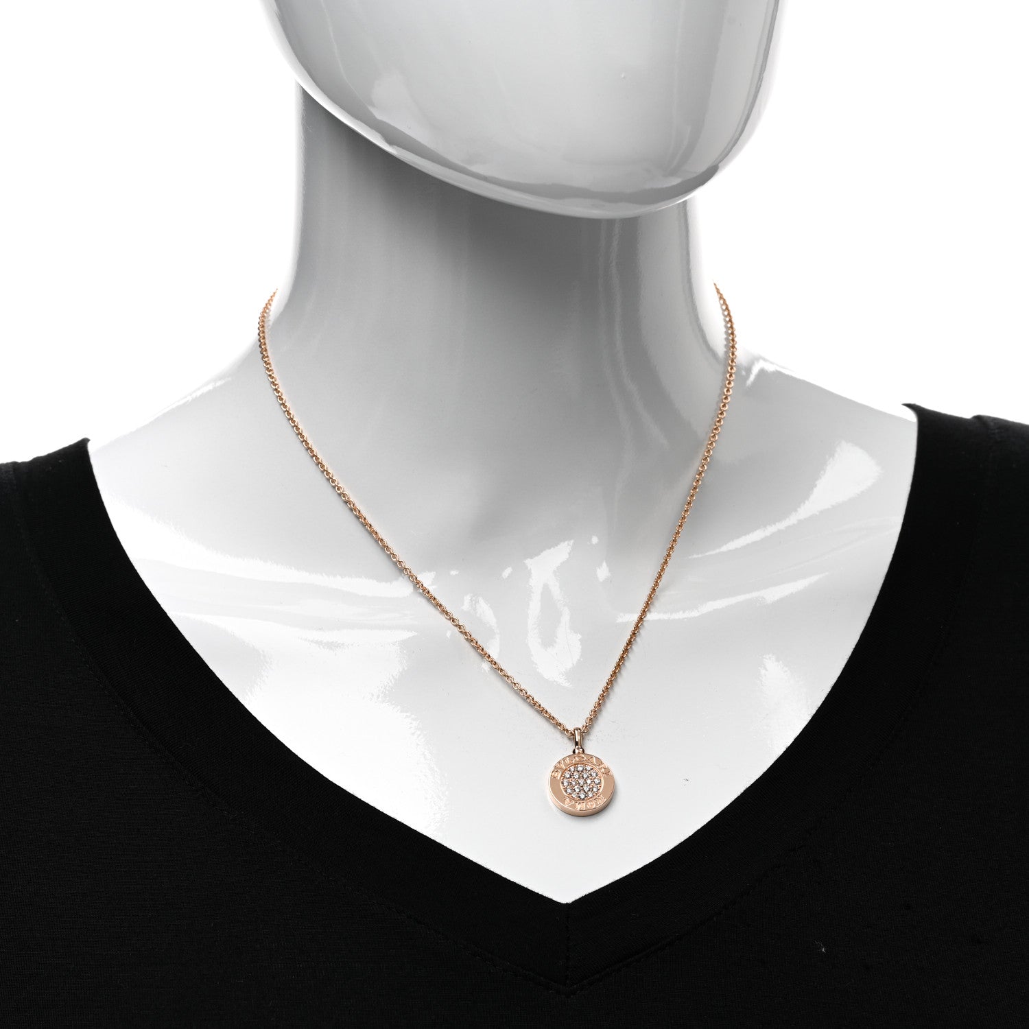 Bulgari 18K Rose Gold Diamond Black Onyx Roma Pendant Necklace 2 of 5