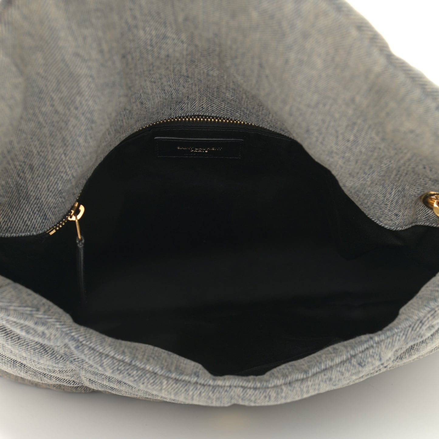 Denim Quilted Medium Loulou Puffer Monogram Chain Satchel Azur