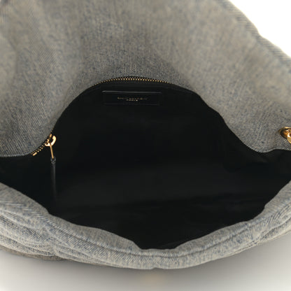 Saint Laurent Denim Quilted Medium Loulou Puffer Monogram Chain Satchel Azur 5 of 10