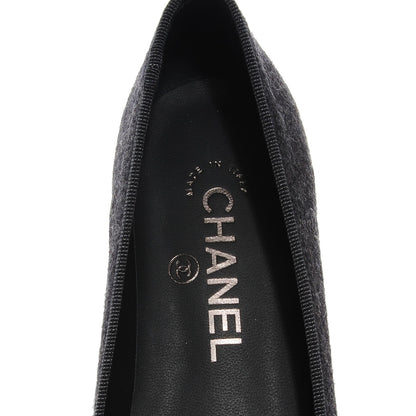 Chanel Tweed Flannel Cap Toe Ballerina Flats Grey Black 36 7 of 9