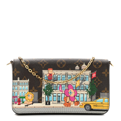 Louis Vuitton Monogram 2022 Christmas Animation New York Soho Pochette Felicie Chain Wallet Yellow 3 of 11