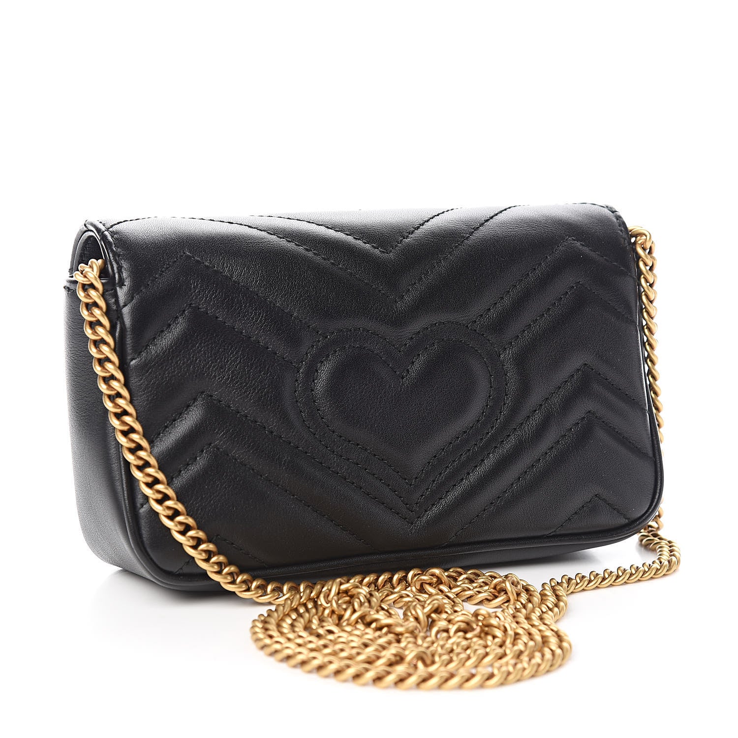Gucci Calfskin Matelasse Super Mini GG Marmont Shoulder Bag Black 3 of 10