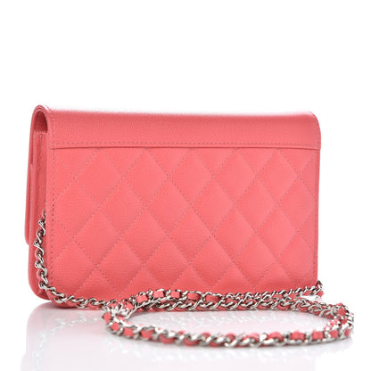 Chanel Grained Calfskin Quilted CC Box Wallet On Chain WOC Pink 3 of 9