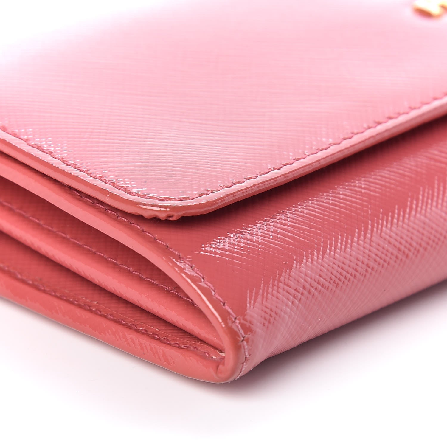 Prada Saffiano Vernice Metal Oro Chain Wallet 5 of 27