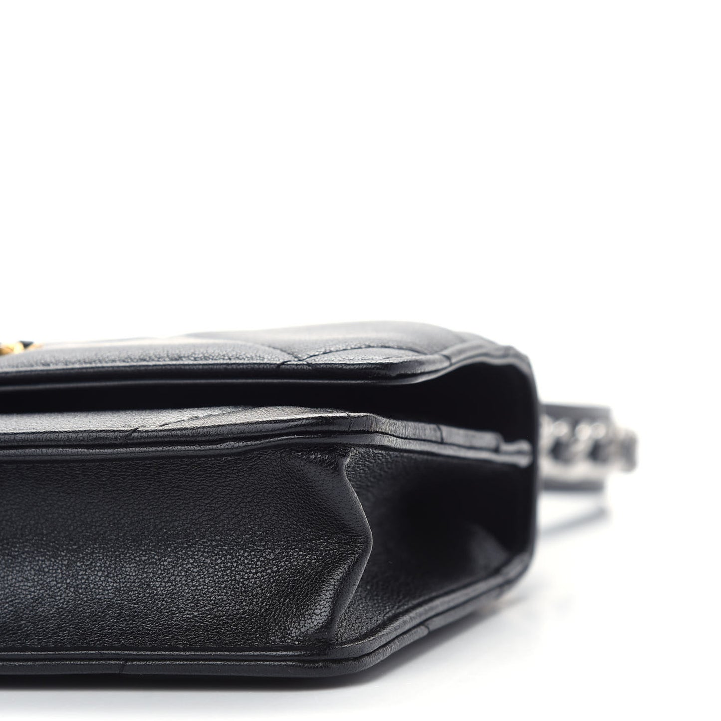 Goatskin Quilted Chanel 19 Wallet On Chain WOC Black