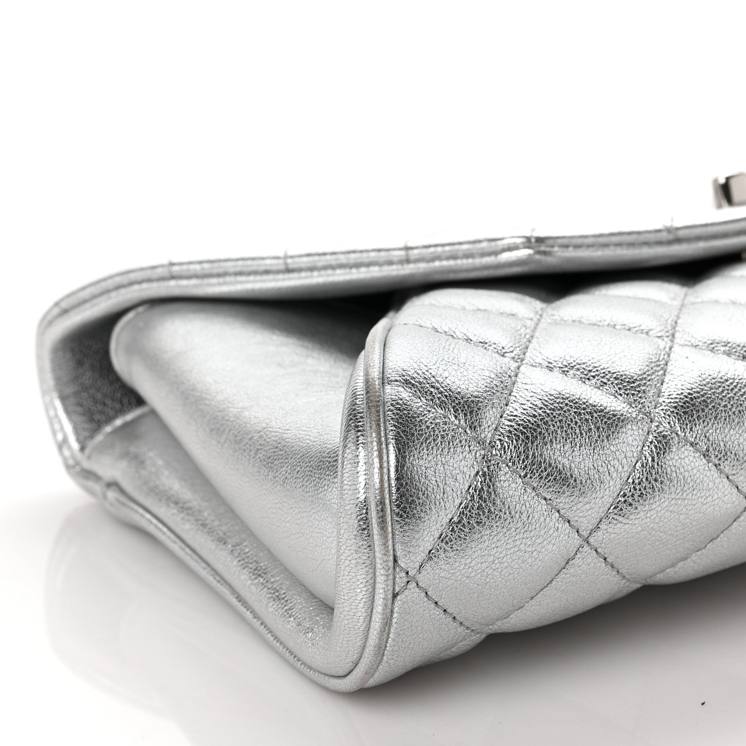 Chanel Metallic Calfskin Quilted Fold Up Again Clutch Silver 8 of 9