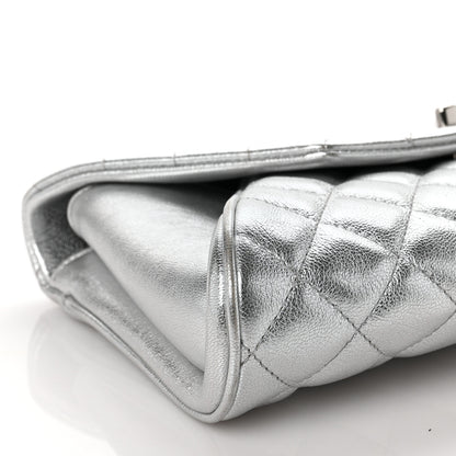 Chanel Metallic Calfskin Quilted Fold Up Again Clutch Silver 8 of 9