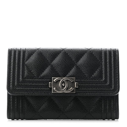 Chanel Caviar Quilted Boy Flap Card Holder Black 1 of 8
