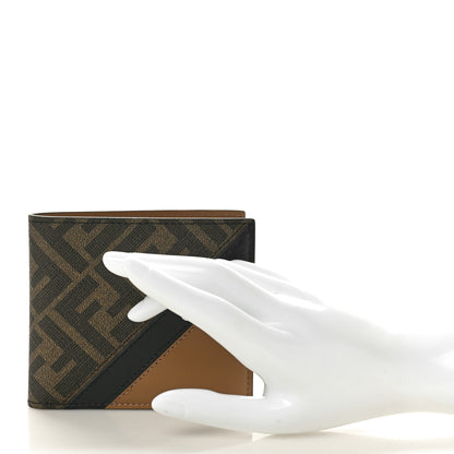 Fendi Glazed Fabric Vitello King FF 1974 Diagonal Bi-Fold Wallet Tobacco Moro Cuoio 2 of 9