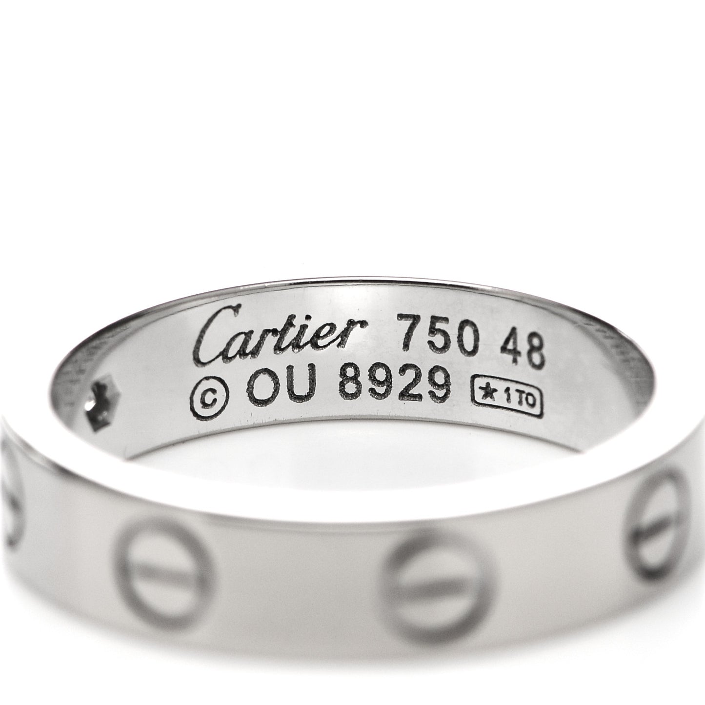 18K White Gold Diamond 4mm LOVE Wedding Band Ring 48 4.5