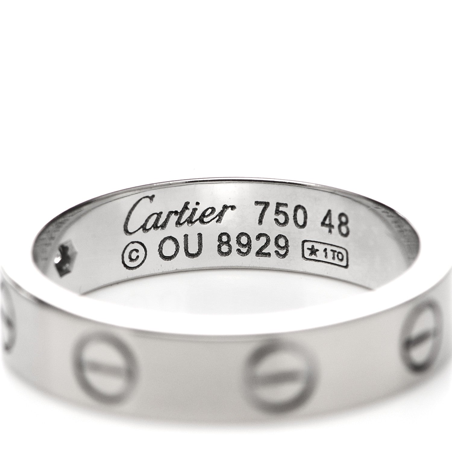 Cartier 18K White Gold Diamond 4mm LOVE Wedding Band Ring 48 4.5 4 of 5