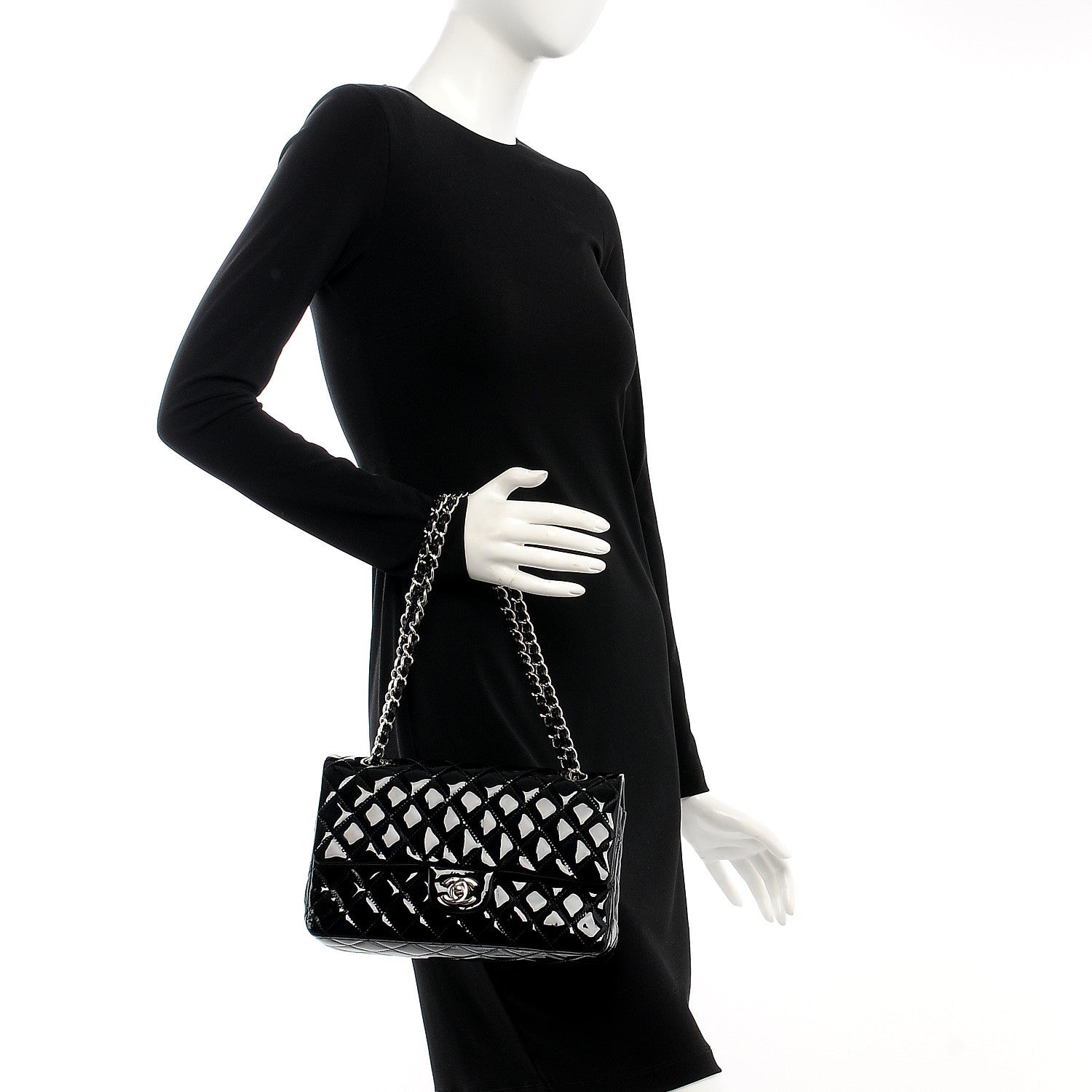 Chanel Patent Quilted Medium Double Flap Black 2 of 8