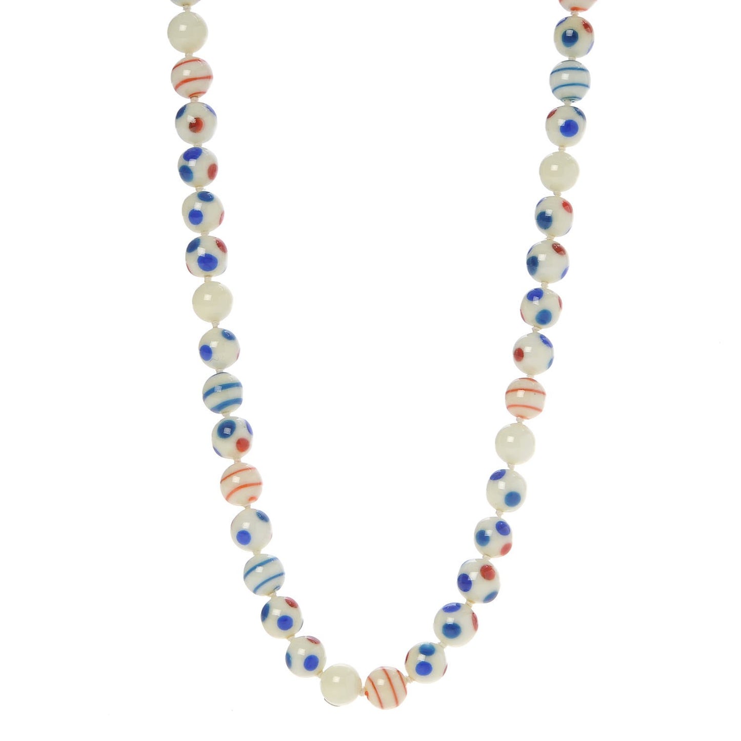 Painted Beaded CC Necklace White