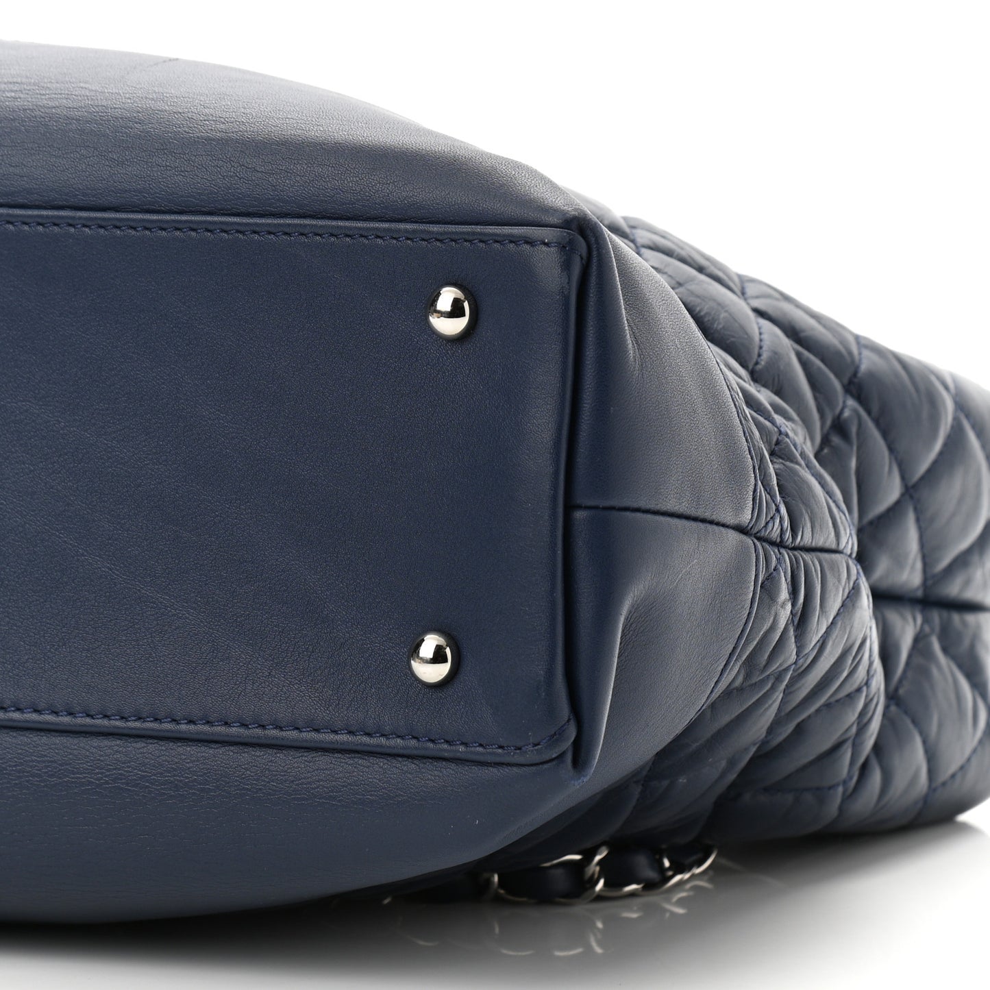 Aged Calfskin Quilted Be CC Tote Blue