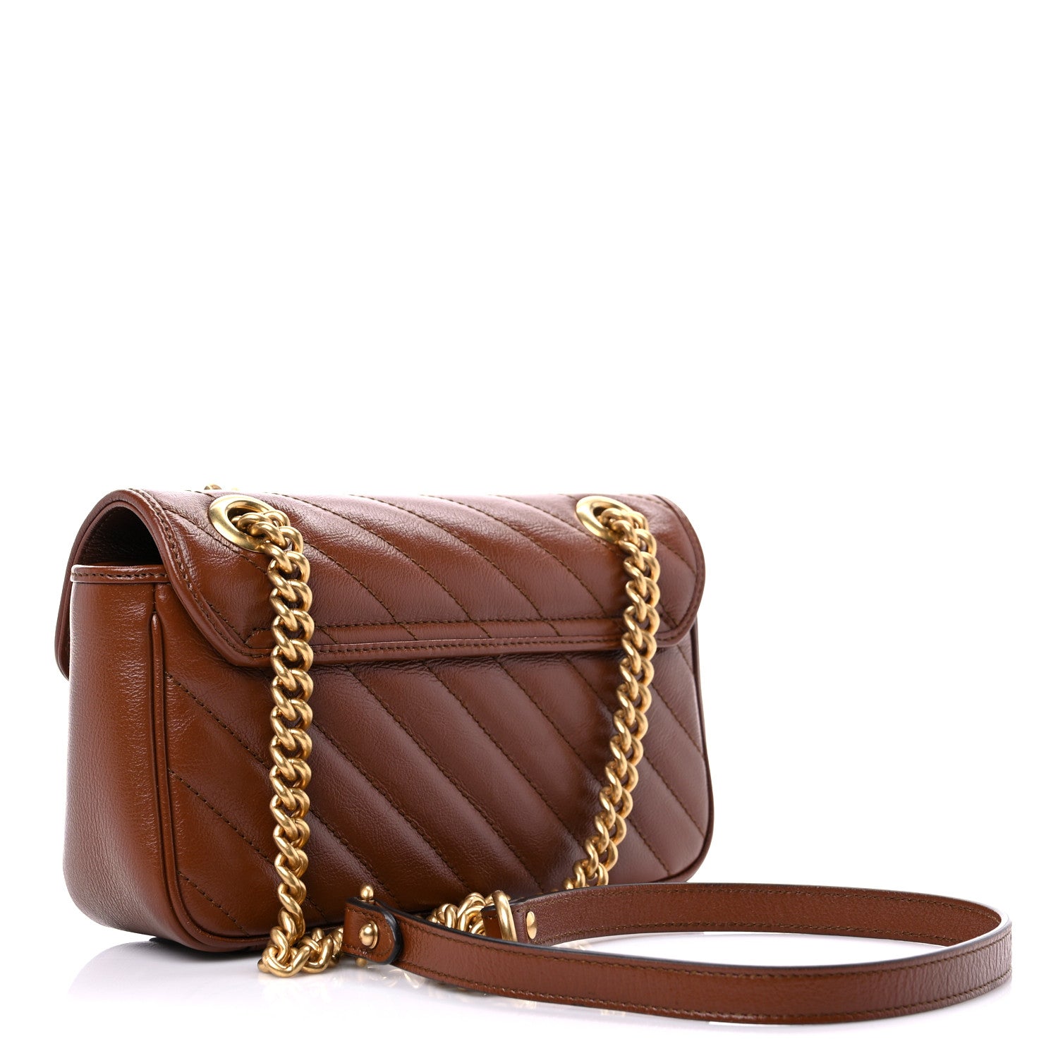Gucci Azalea Calfskin Matelasse Diagonal Mini GG Marmont Shoulder Bag Cuir 3 of 10