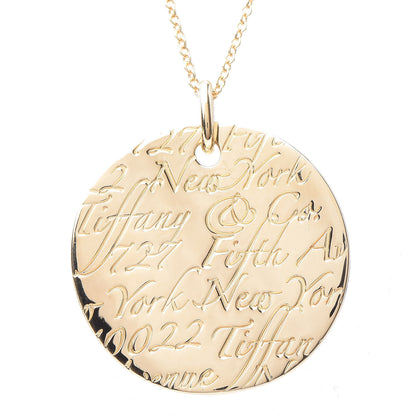 Tiffany 18K Yellow Gold Notes Round Pendant Necklace 6 of 8