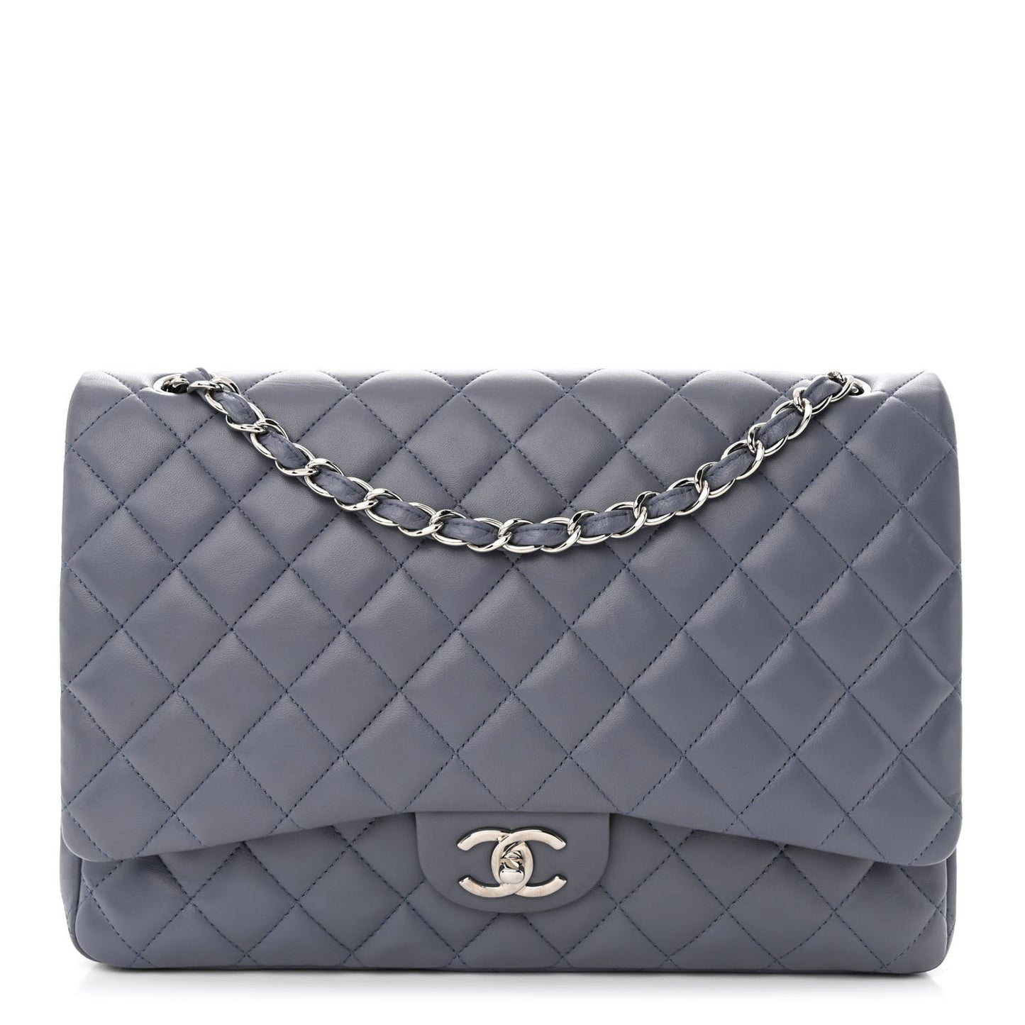 Lambskin Quilted Maxi Double Flap Light Purple