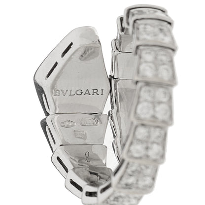 Bulgari 18K White Gold Diamond One-Coil Serpenti Viper Ring L 5 of 6