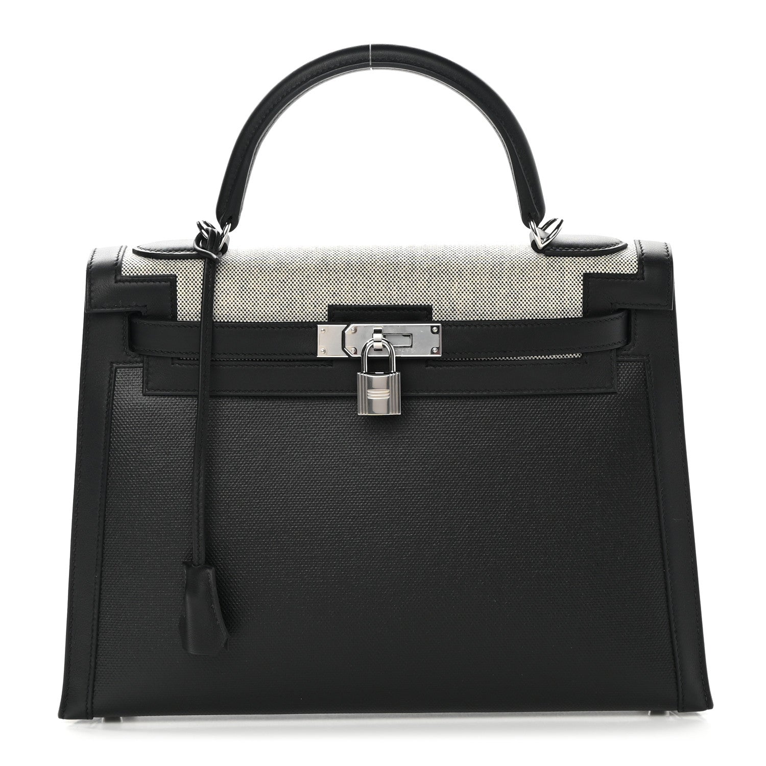 Hermes Berline Toile Swift Kelly Sellier 32 Black Ecru 1 of 10