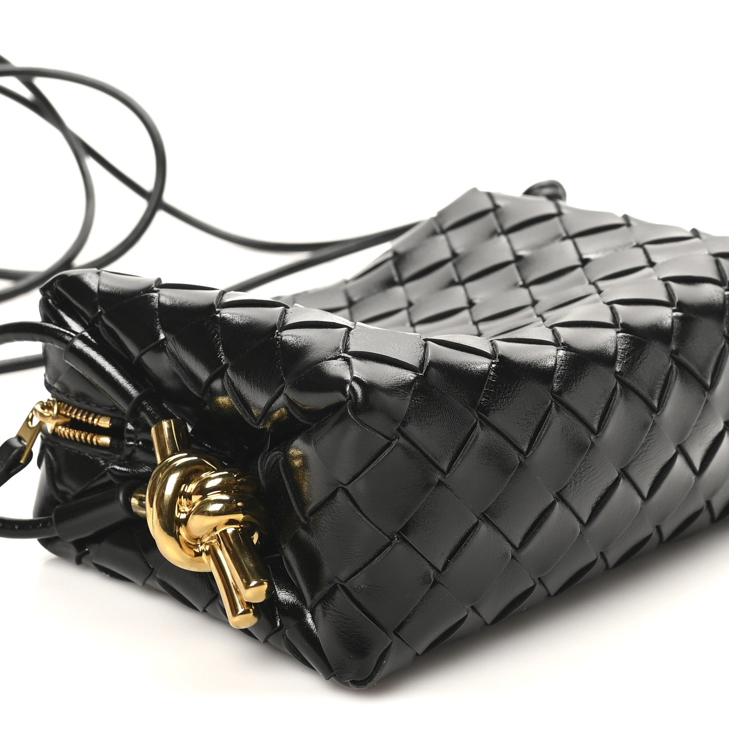 Bottega Veneta Polished Nappa Intrecciato Metallic Knot Mini Loop Camera Bag Black 8 of 9