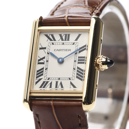 Cartier 18K Yellow Gold Alligator 22mm Tank Louis Quartz Watch Brown 8 of 8
